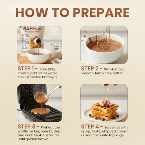 Image of Mutelab Waffle & Pancake Premix, Chocolate Flavor, 1kg | Ready to Cook, Rich Chocolate Flavor, No Preservatives Added