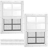 2 Pack Shed Windows 12x18, Flush Mount Sliding Windows with Tempered Glass & Fiberglass Screen, Small Window...