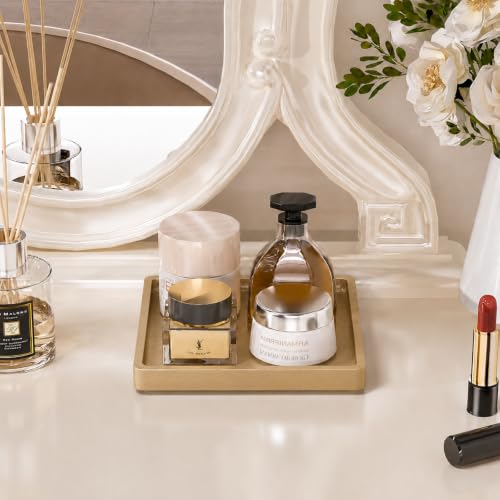 Image of Weenson Bamboo Bathroom Vanity Tray Countertop, Decor, 7.9 inch x 7.9 inch Gold
