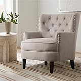 Rosevara Atlas Mid-Century Modern Accent Chair - Upholstered Tufted Lounge Arm Chair with Soft Cushion for Small Spaces