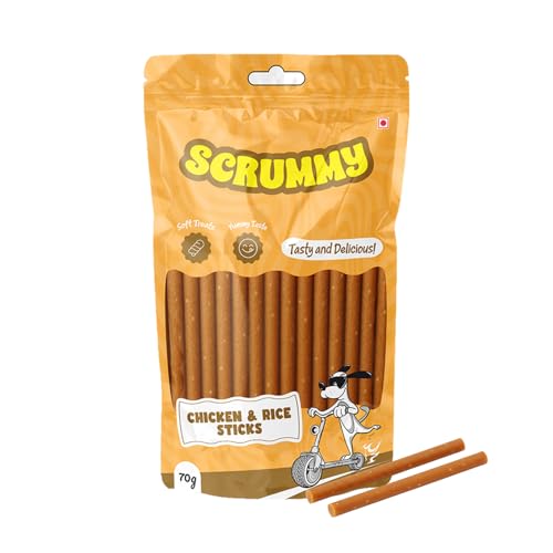 Image of Scrummy Chicken and Rice Sticks Dog Treats, 70g Soft & Tasty Training Snacks | High Protein, Easy to Digest, Healthy Rewards for Puppies & Adult Dogs