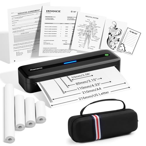 Phomemo Portable Thermal Printer, M832 Inkless Wireless Bluetooth Mobile Printer, Support 8.5" X 11" US Letter and A4 Size, Compatible with Phone Laptop for Business Office Home Use, 300dpi, with Case by Phomemo - Used condition - CA$89.36