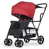 FZSERUN Cochecito Bebé con/Bandeja Desmontable, Convertir en Cochecito MoiséS ReciéN Nacidos, Cochecito Infantil Plegable NiñOs PequeñOs, Toldo Ajustable, AleacióN Aluminio,B