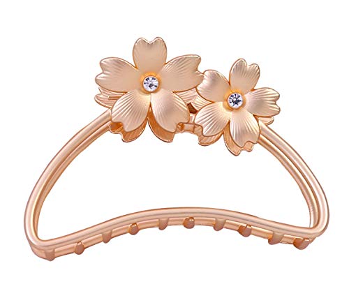 Suoirblss Vintage Metal Claw Hair Clip Women Fashion Retro Hair Catch Barrette Hair UpdoClaw Clip Jaw Clips for Thick Hair (Flower-Rose Gold)