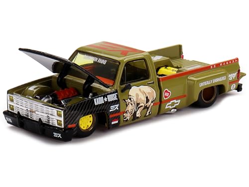MINI GT Dually Pickup Truck Sumatran Rhino Tan and Carbon with Graphics (Designed) House Special 1/64 Diecast Model Car KHMG153