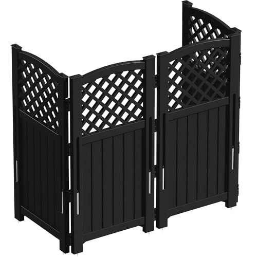 Image of Greesum Outdoor Air Conditioner Fence, Privacy Screen 4 Panels, Black