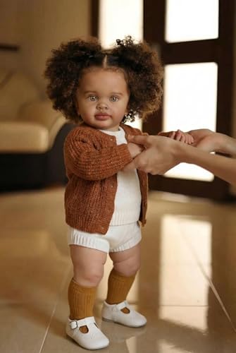 Muñeca Reborn Pippa niña negra 68 cm cuerpo de tela suave miniatura 2