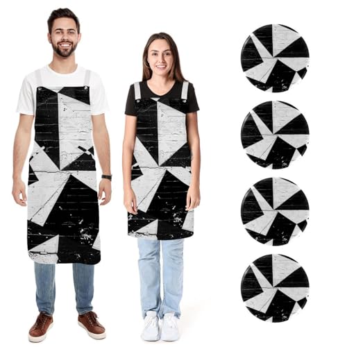 Tabliers de cuisine graffiti noir et blanc parfaits pour vos soirées barbecue en duo