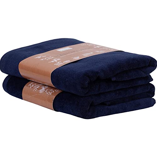 Omhu Juego de toallas de baño, 100% algodón orgánico (Navy), 2 toallas de baño, 70 x 140 cm, calidad = peso 550 g/m², desarrollado en Dinamarca Cover