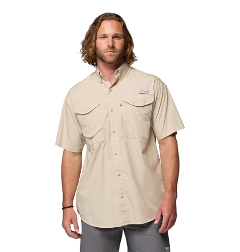 Maillot Manches Courtes Columbia PFG Bonehead FM7130 Fossil Chemise Homme XS Légère