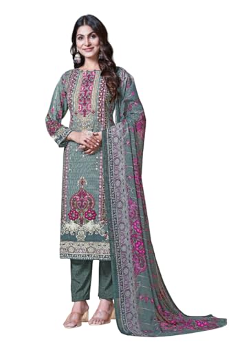 Image of Women's Printed Unstitched Rayon Crepe Salwar Suit Material