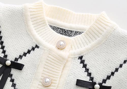Toddler Girls Cardigan Sweater Button Knit Sweater Kids Bowknot Size 2-7T4