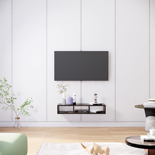 Image of TV Unit for Living Room 30 to 52 Inch, Engineered Wood TV Unit Wall Mounted Entertainment Unit Set Top Box Stand with Storage Shelves for Books & Decor Unit for Bedroom (Flower Wenge)