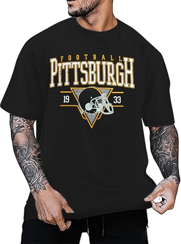PNORATM Team Color Football Shirt for Men: Game Day Season Shirts Football Team Fans Short Sleeve Tops