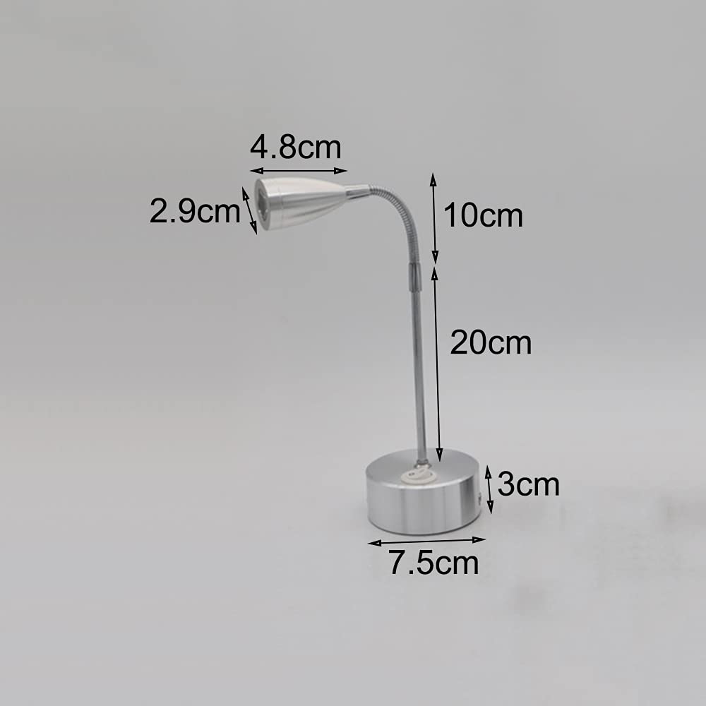 Lampada da lettura a collo di cigno, lampada da tavolo a LED ricaricabile da comodino con controllo a pulsante, lampada da lavoro portatile per scrivania del computer, per ufficio, salotto, argento