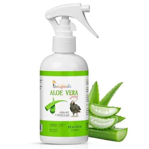 Aloe Vera Bird Spray for All Birds – Soothes Itchy Skin & Feather Plucking – 8oz Odor-Free Mist – Safe if Ingested, Daily Use – Softens Feathers – Natural Formula – Made in USA by UnRuffledRx™