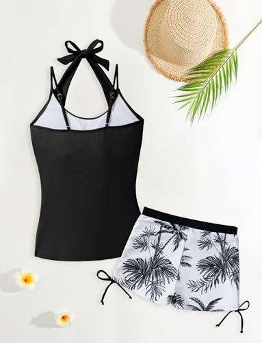 Happy Cherry Girls Tankini Swimsuit with Shorts Kids 2 Piece Cute Bathing Suits for Teens Print Halter Modest Swimwear 7-16T2