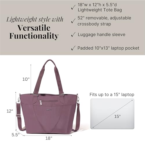 Image of Baggallini Avenue Tote - 12x18 Laptop Tote Bag for Women - Lightweight Work Travel Carry On Bag