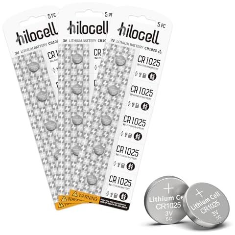 hilocell CR1025 Lithium 3V Coin Battery 15 Pack, 3 Volt CR 1025 Button Cell Batteries, Durable Long-Lasting High Capacity 1025 Battery with 10-Year Shelf Life - 15 Count Cover
