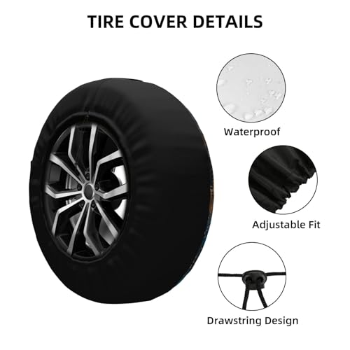 Image of Starry Sky Deer Spare Tire Cover Wheel Protectors Weatherproof Deer Pattern Wheel Covers Universal Fit for Trailer RV SUV Truck Camper Travel Trailers Accessories 16 Inch