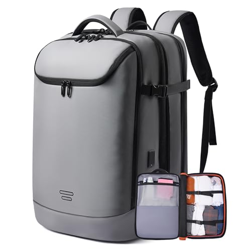 Image of TANGCORLE Carry on Backpack Airline Approved for Men, Travel 50L Expandable backpack Luggage Fits 17.3 Inch Laptop with USB Charging Port(grey)