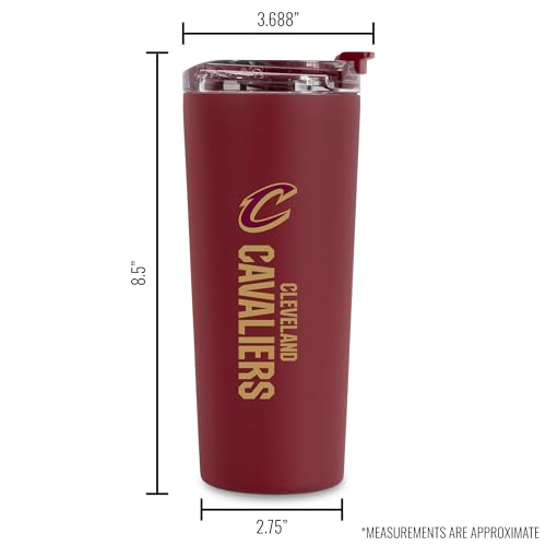 Image of Rico Industries NBA Basketball Cleveland Cavaliers Maroon 24oz Stainless Steel Tumbler with Lid and Dual Functioning Lid