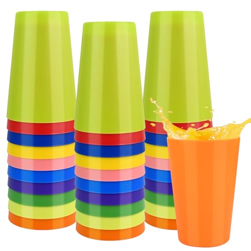 30 Pezzi 260ml Bicchieri di Plastica Riutilizzabili, Bicchieri Plastica Dura Bambini, Tazza di Plastica Acqua Infrangibile, Bicchieri Colorati per Compleanno Feste Picnic Viaggi Cucina Campeggio