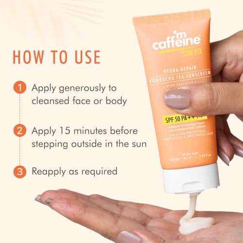 mCaffeine Kombucha Hydra Repair Sunscreen SPF50 PA++++ | UVA & UVB Protection, No White Cast | Hyaluronic Acid, Ceramides Sunscreen for Hydration &... - Image 6
