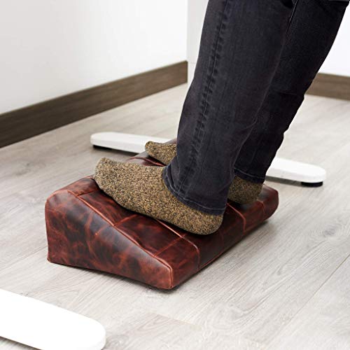 Distressed Cognac Leather Foot rest Large, Footrest Desk, Ergonomic Under Desk, Footrest Cover, Office Accessories, Furniture, Home Decor, Home Office, WFH, Handmade, Gifts for men.