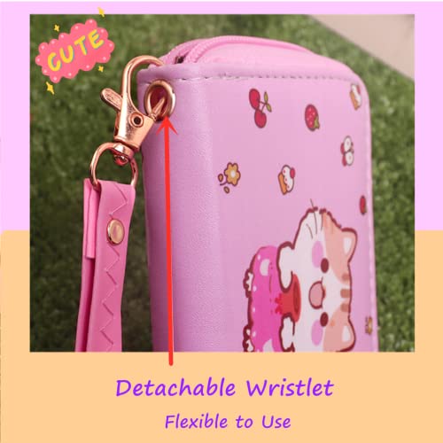 Image of AACKS Little Girls Coin Purse Kids Small Wallet for Teens Women Mini Coin Pouches with Strap Cute Cartoon Card Holder Cat Kitty Panda Unicorn