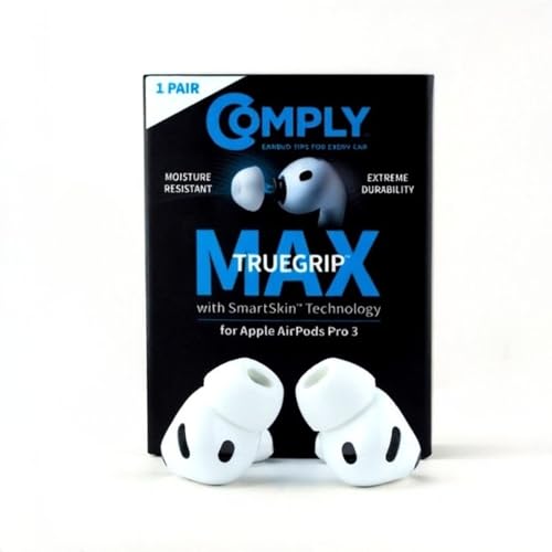 Ya en manzanajugosa.com: Comply TrueGrip MAX | Almohadillas de Espuma viscoelástica Premium de Repuesto para Apple AirPods Pro (3 generación) | Tecnología SmartSkin™ | Excelente Aislamiento del Ruido | Blanco, Talla M, 1 par