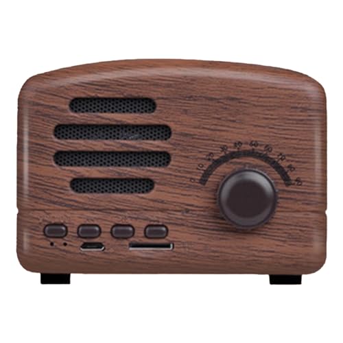 Zopsc Retro Bluetooth Speaker, Strong Bass Portable Vintage Bluetooth Speakers, Cute Old Fashioned Classic Style Wireless Speaker for Kitchen Desk Bedroom Office Party (Walnut)