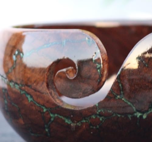Image of Mothers day gift Knitting Bowl, ROSEWOOD Yarn Bowl, Handcrafted Resin Wooden Yarn Bowl - Large Yarn Bowl for Knitting and Crocheting
