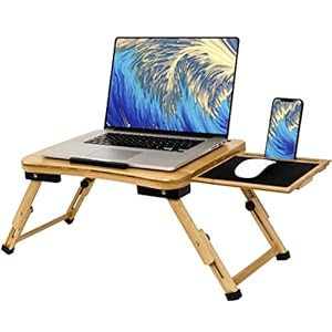 Feelin’ Homey Bamboo Lap Desk with Mouse Pad Tray – Laptop Stand up to 15.6 Inch – Phone & Tablet Holder – Portable…