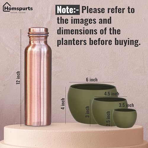 Image of Elegant Green Matte Finished Tabletop Planters Pots for Plants Flowers, Living Room Drawing Room Balcony Office Decoration Ideas for Plants Set of 3 (Plants not Included)