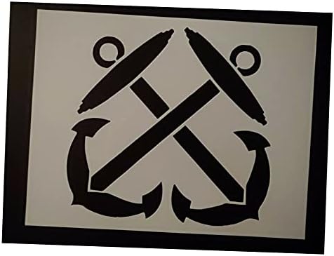 Boatswain's Mate Navy Crossed Anchor 11 x 8.5" Custom Stencil Reusable Custom Cut Stencil Sheet Template Cutout Sign DIY Supplies for Airbrush Painting Drawing