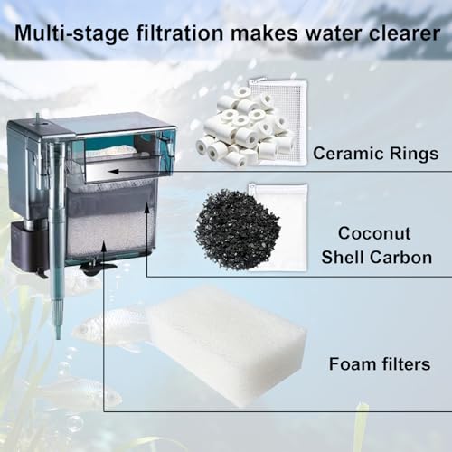 Image of 4 Set Three-Stage Filtration Maintenance Kit, Replacement for AquaClear 70 Power Filter - Bio Foam, Activated Carbon & Ceramic Rings for 40-to-70-Gallon Aquariums