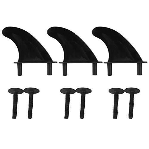 Surfboard Fins, 3Pcs Portable Plastic Surfboard Surf Fin Surfing Accessory Replacement Black (Fin width 117* height 116mm)