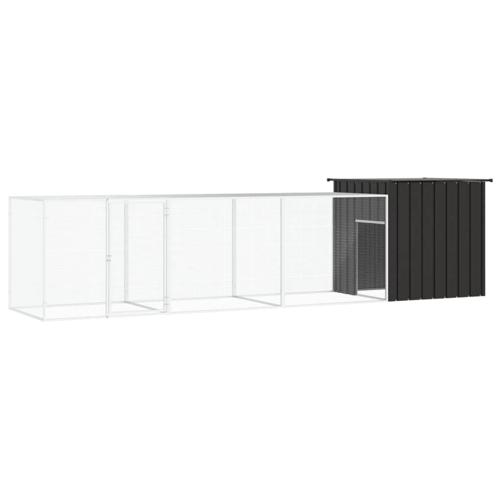 Ocynkowana stal wybieg dla kur, 400 x 91 x 100 cm, klatka dla kurczaka z drzwiami skrzydłowymi i zamykanym systemem ryglowania, w zestawie klatka rozszerzająca dla kur, kaczek i małych zwierząt