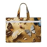 春のカラフルなバタフライプリント大容量キャンバストートファイルバッグ レディース メンズ 書類 オフィス 旅行 ショッピング