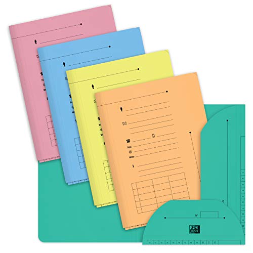 OXFORD Lot de 10 Sous-Dossiers A4 Capacité 200 Feuilles Carte Kraft Epaisseur 240g Coloris Assortis Pastel