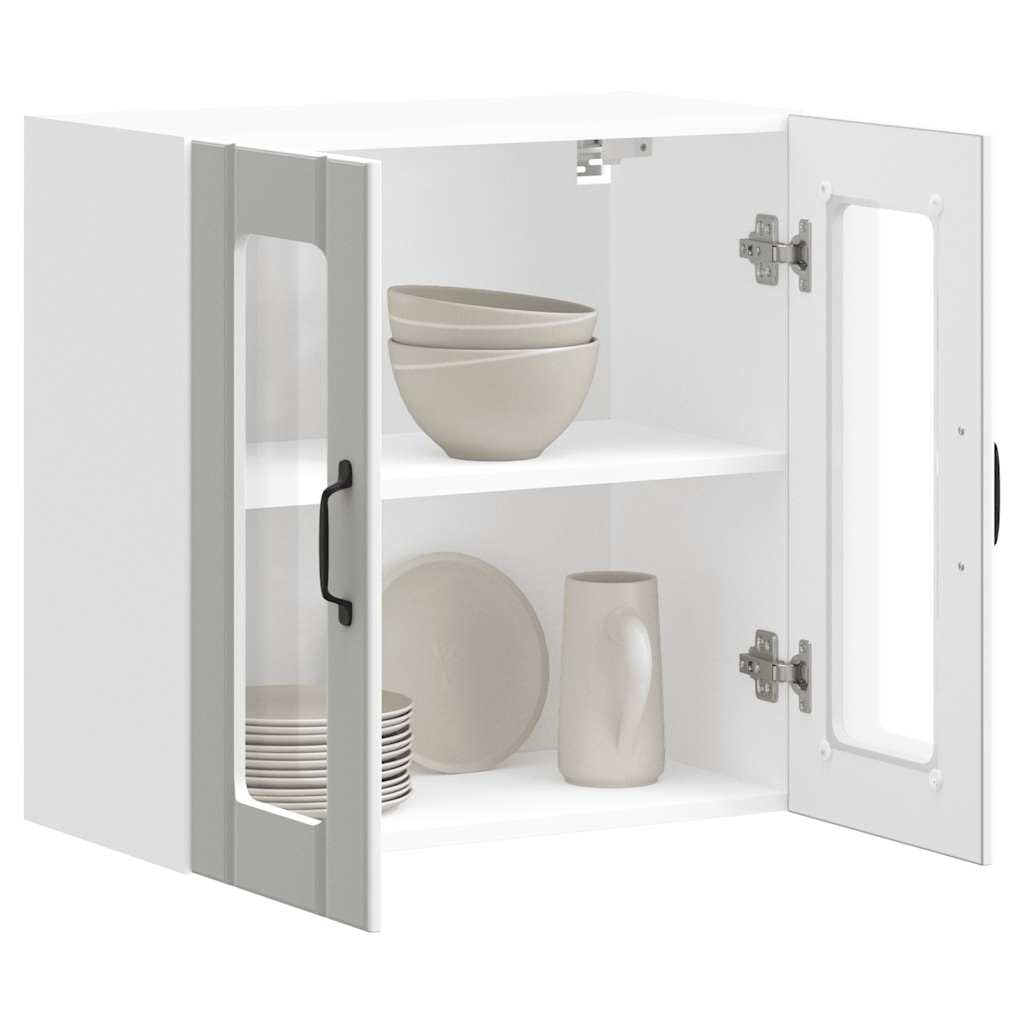 vidaXL Pensile da Cucina con Porta in Vetro Lucca Bianco Truciolato, armadietto pensile Cucina, pensile per Parete Cucina, pensile Cucina a Parete