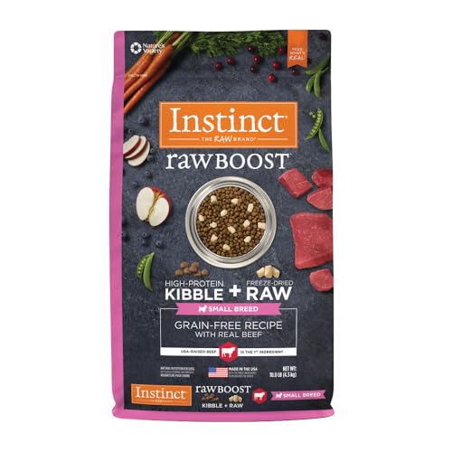 Instinct Raw Boost Small Breed, Natural Dry Dog Food with Freeze Dried Pieces, High Protein, Grain Free Recipe - Real Beef, 10 lb. Bag