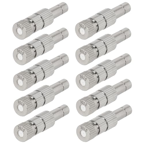 EFUTURETIME Lot de 10 Buses de Brumisation Basse Pression 0,3 mm en Céramique, Buses de Brumisation en Laiton avec Filtre pour Connecteur 6 mm