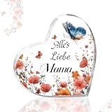 Mama Geschenk Geburtstag,Geburtstagsgeschenk für Mama,Einzigartige Herzförmige Acryl Heimdekoration Blumen und Schmetterlinge Muster,Geburtstag Mama,Geschenk für Mutter,Mutter Geschenke zum Geburtstag