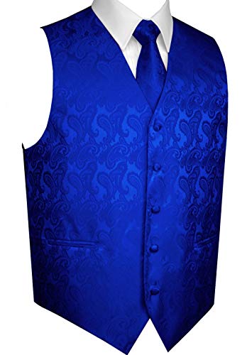 Men's Formal, Prom, Wedding, Tuxedo Vest, Tie & Hankie Set in Paisley