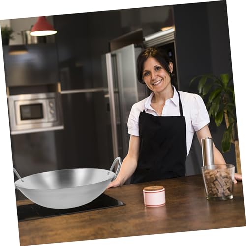 Wok de acero inoxidable con doble mango y fondo redondo miniatura 7