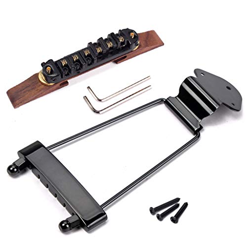 Alnicov Lot de 6 cordes en palissandre réglables en hauteur et cordier trapèze pour pièces de guitare jazz Archtop, noir