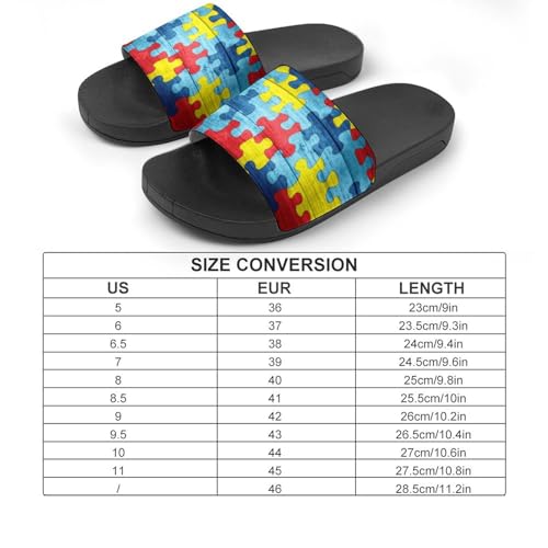 Colorful Autism Awareness Puzzle Womens Slide Sandals Non Slip Summer House Slippers for Girls Slip-on Flip Flops2