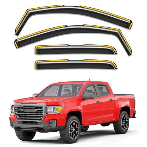 Saleago in-Channel Window Rain Guards Fit for Truck Chevy Colorado/GMC Canyon 2015-2022 Crew Cab, Extra Durable Window Visors Window Deflectors Vent Visors Vent Shades Car Accessories-4 pcs